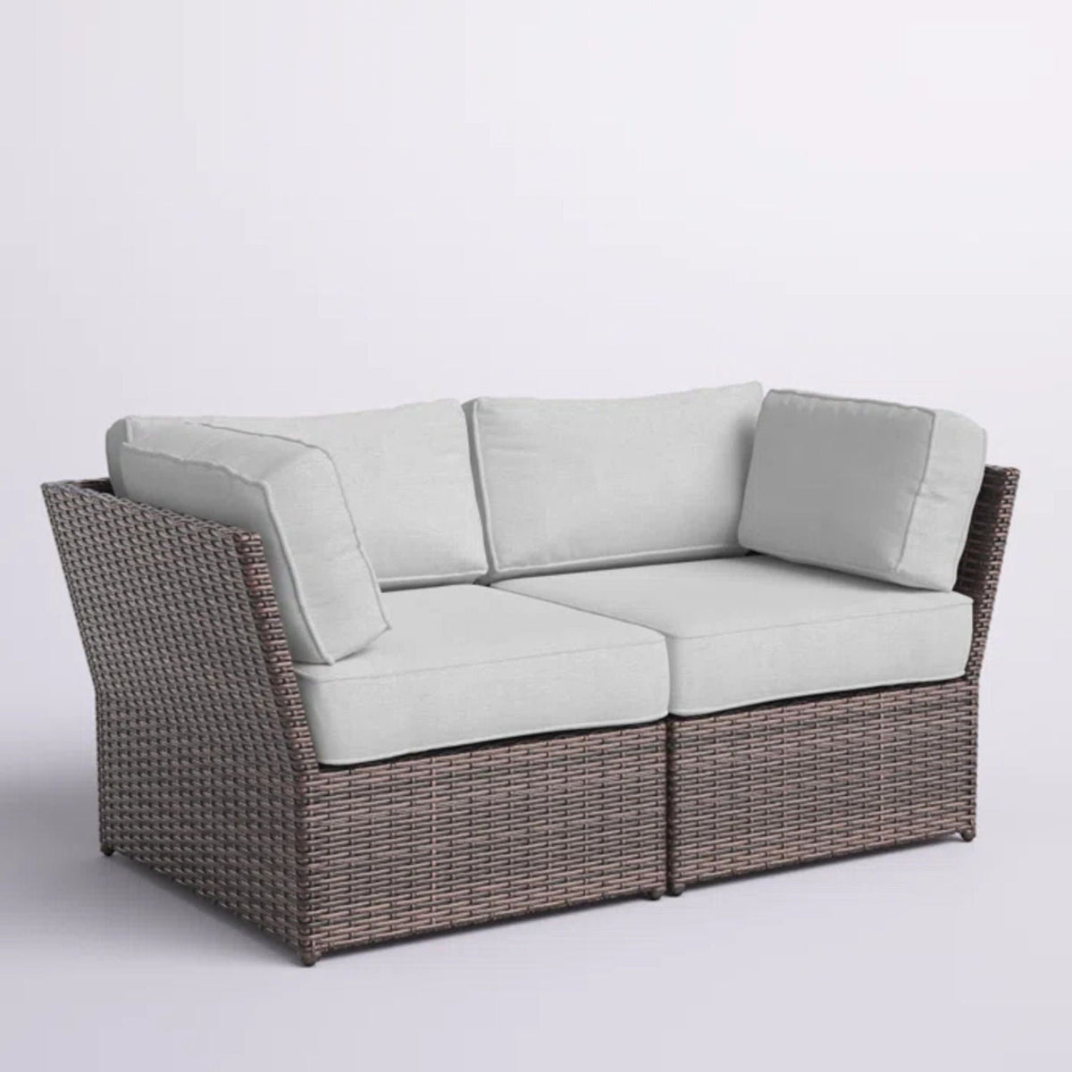 Outdoor Wicker Loveseat with Cushions – Weather‑Resistant HDPE Wicker & Rustproof Aluminum (Brown)