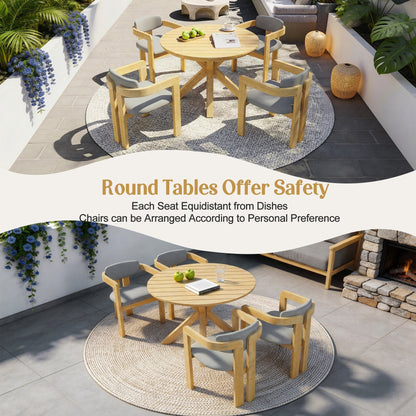 5‑Piece Outdoor Acacia Wood Round Dining Set