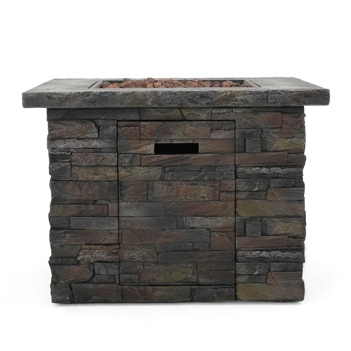 33" Square Stone Gray Fire Pit – 40,000 BTU