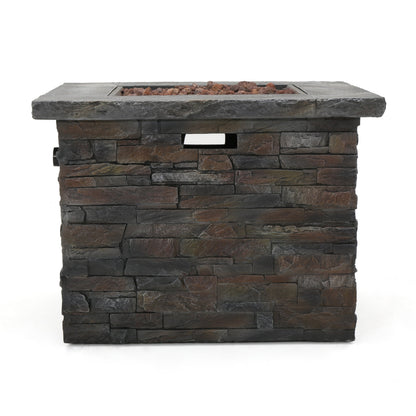 33" Square Stone Gray Fire Pit – 40,000 BTU