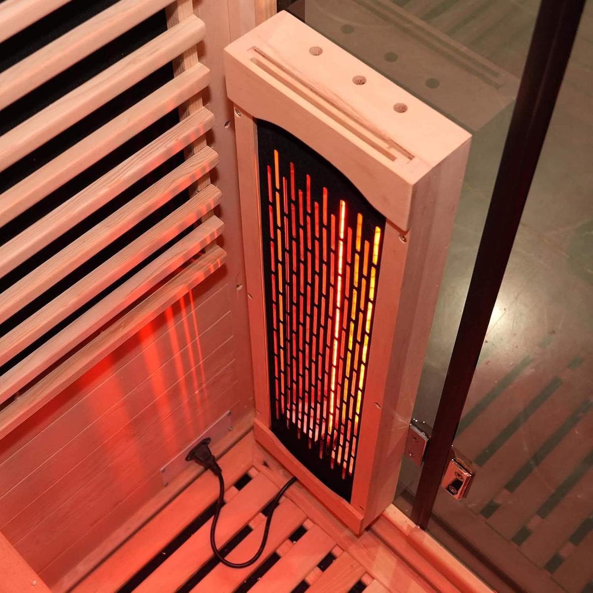 Lugano Outdoor Full‑Spectrum Infrared Sauna – 1750W Infrared, Panoramic Tempered Glass, Oxygen Bar & Smart Preheat