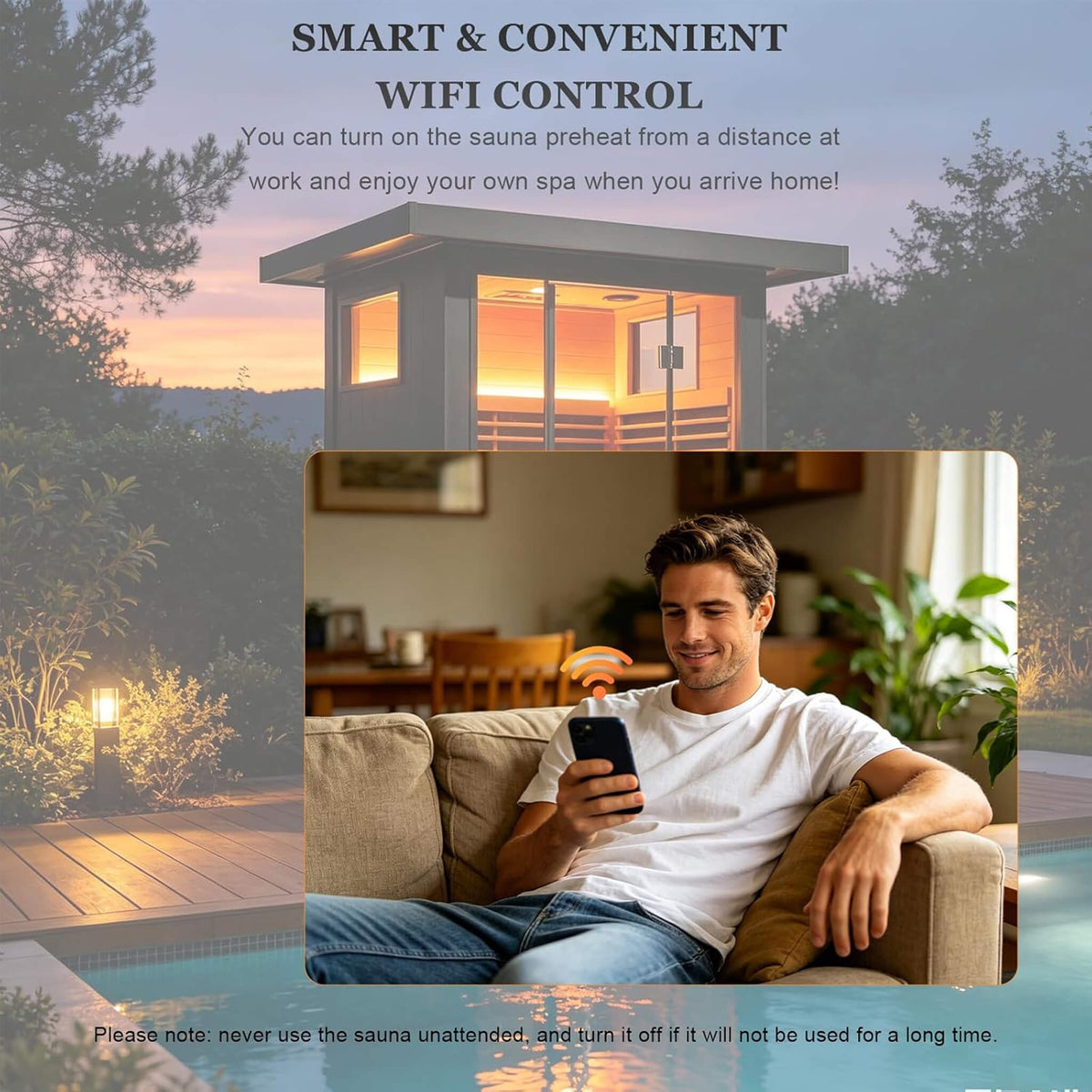 Lugano Outdoor Full‑Spectrum Infrared Sauna – 1750W Infrared, Panoramic Tempered Glass, Oxygen Bar & Smart Preheat