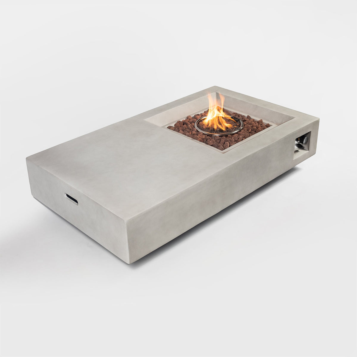 60" MgO Propane Fire Pit Table – 50,000 BTU Stainless Steel Burner, Modern Grey Finish-YOUYA