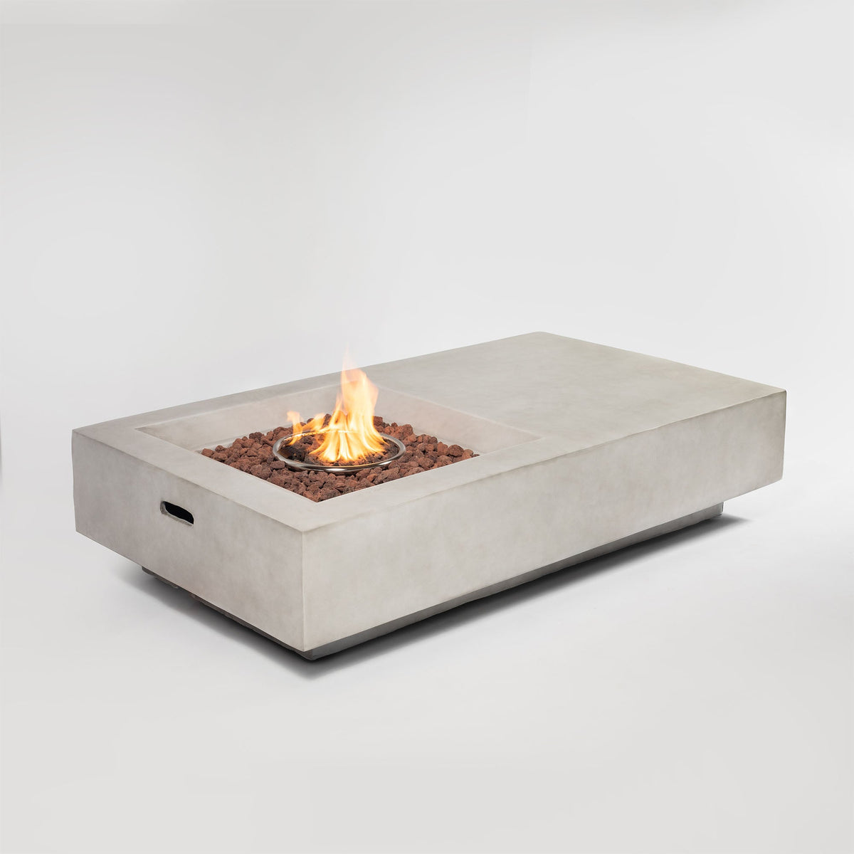 60" MgO Propane Fire Pit Table – 50,000 BTU Stainless Steel Burner, Modern Grey Finish-YOUYA