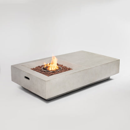 60" MgO Propane Fire Pit Table – 50,000 BTU Stainless Steel Burner, Modern Grey Finish-YOUYA