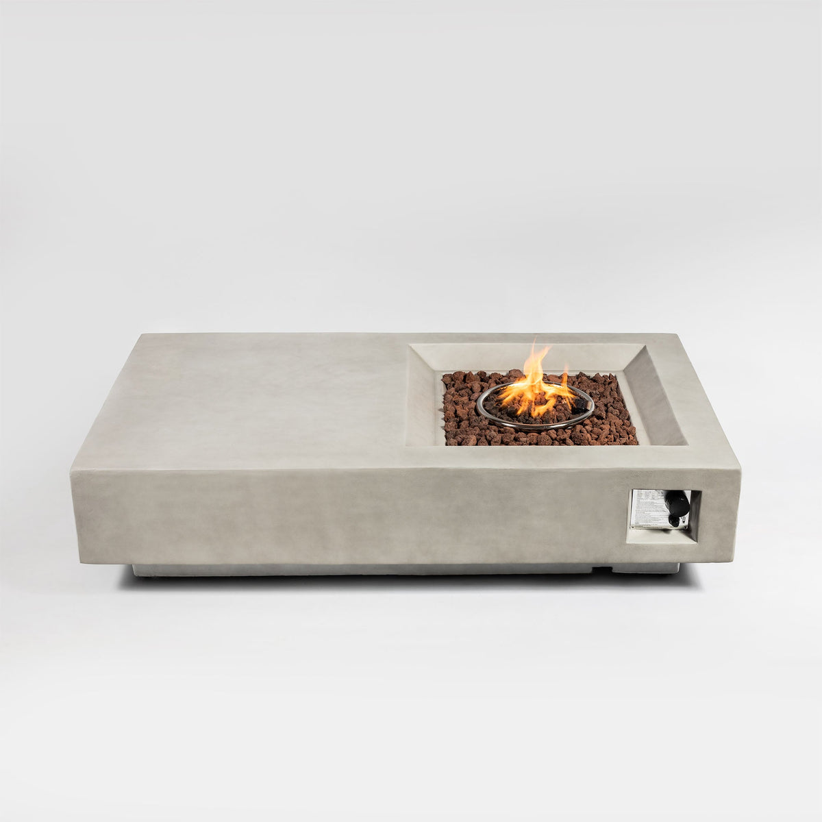 60" MgO Propane Fire Pit Table – 50,000 BTU Stainless Steel Burner, Modern Grey Finish-YOUYA
