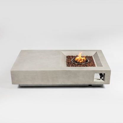 60" MgO Propane Fire Pit Table – 50,000 BTU Stainless Steel Burner, Modern Grey Finish-YOUYA