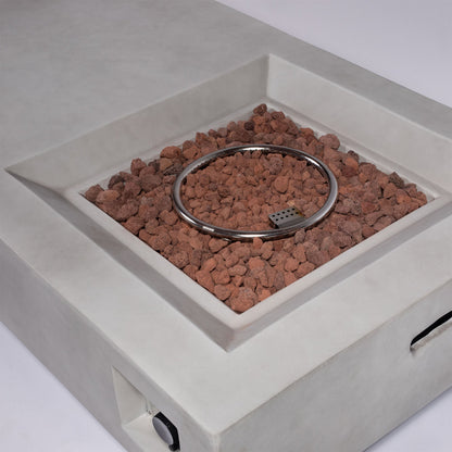 60" MgO Propane Fire Pit Table – 50,000 BTU Stainless Steel Burner, Modern Grey Finish-YOUYA