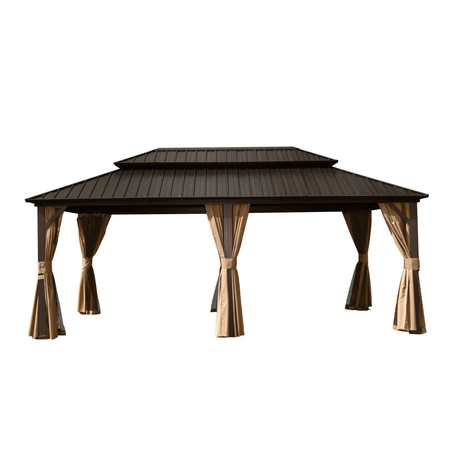 12' X 20' Hardtop Gazebo with Galvanized Steel Double Roof Canopy