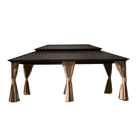 12' X 20' Hardtop Gazebo with Galvanized Steel Double Roof Canopy
