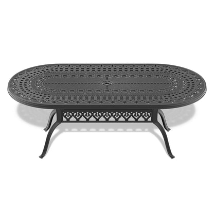 7-Piece Cast Aluminum Patio Dining Set with Oval Table - Black