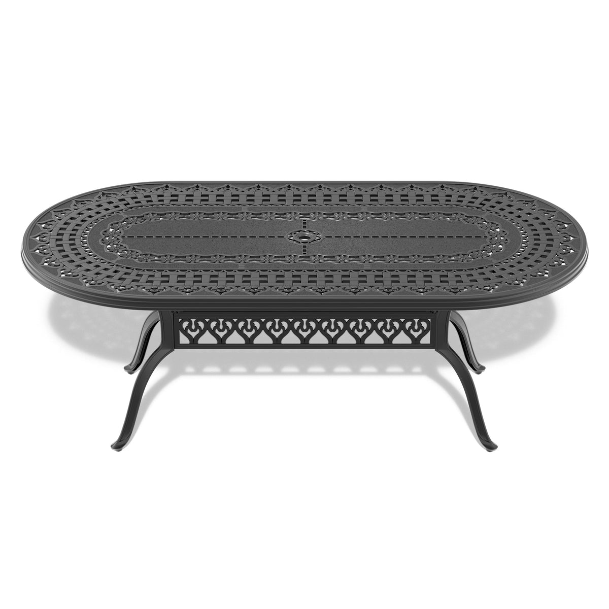 9-Piece Cast Aluminum Patio Dining Set with Swivel Chairs - Black