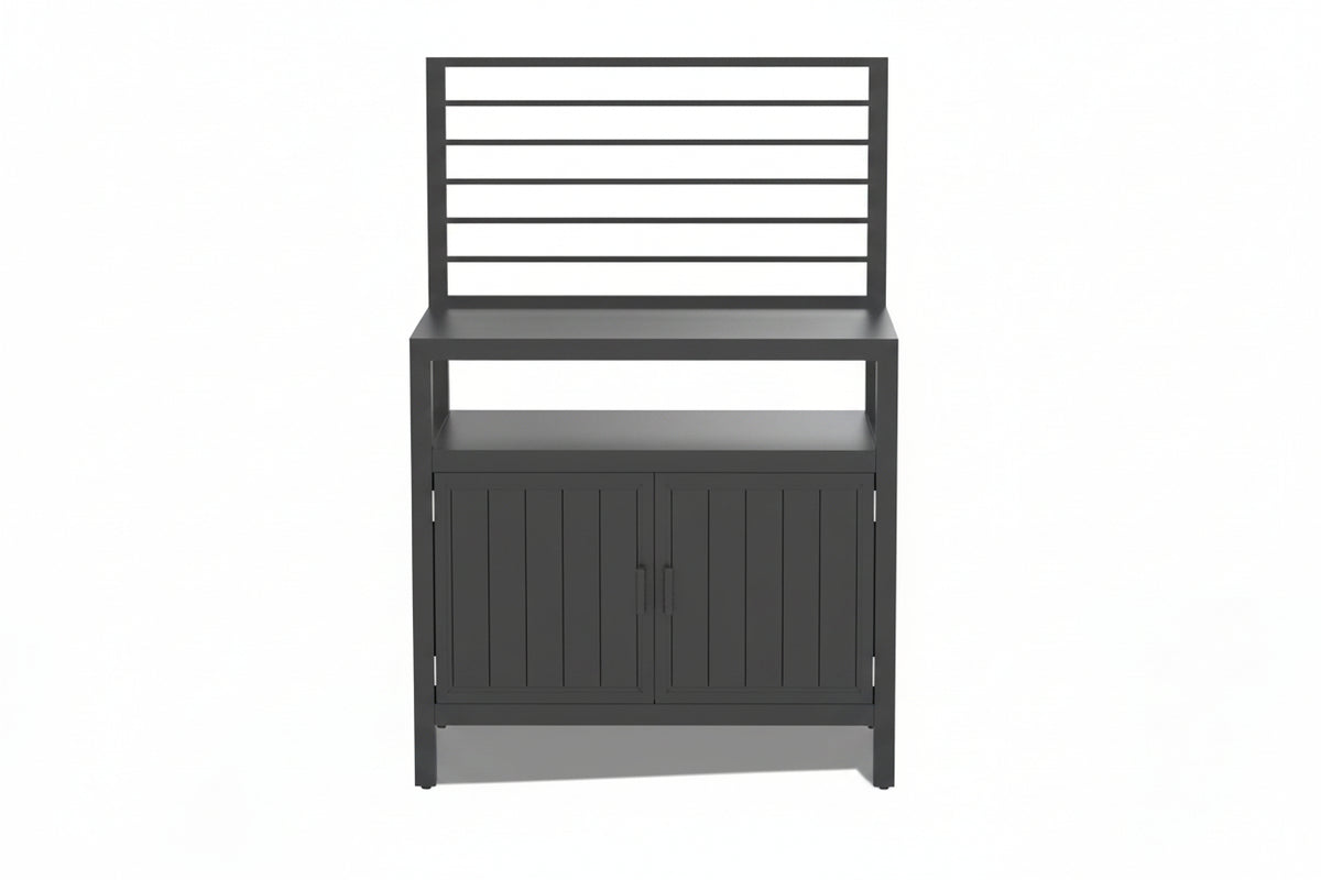 Aluminum Outdoor Kitchen Island with Wall‑Mounted Storage & Weatherproof Cover