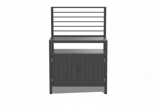 Aluminum Outdoor Kitchen Island with Wall‑Mounted Storage & Weatherproof Cover