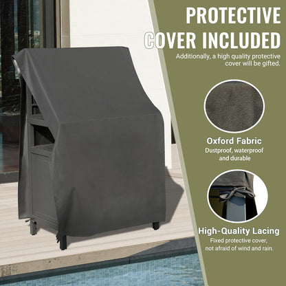Aluminum Outdoor Kitchen Island with Wall‑Mounted Storage & Weatherproof Cover
