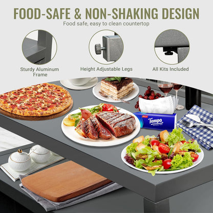 Aluminum Outdoor Kitchen Island with Wall‑Mounted Storage & Weatherproof Cover