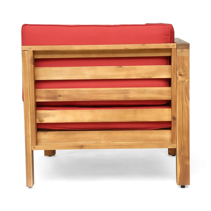 Oana Outdoor Wooden Sectional Set with Cushions