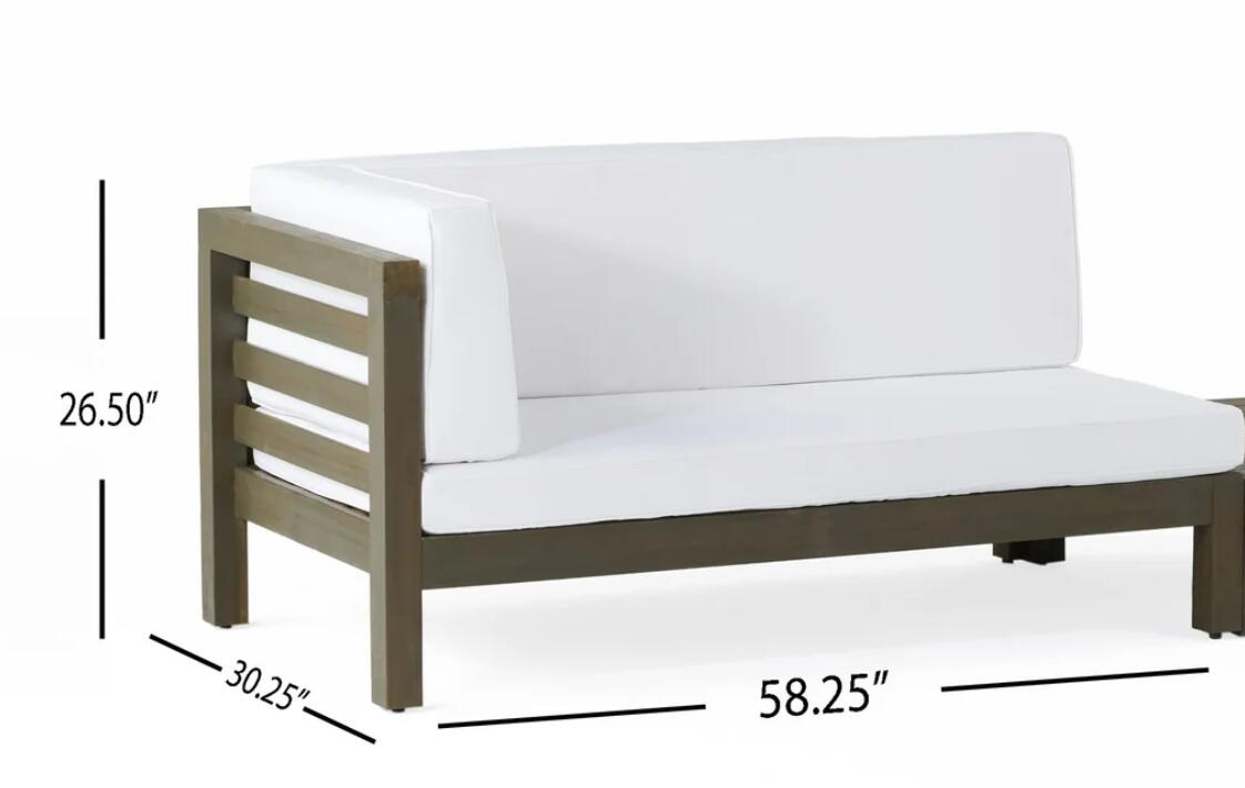 Oana Corner Bench Patio Furniture Set with Acacia Wood - White