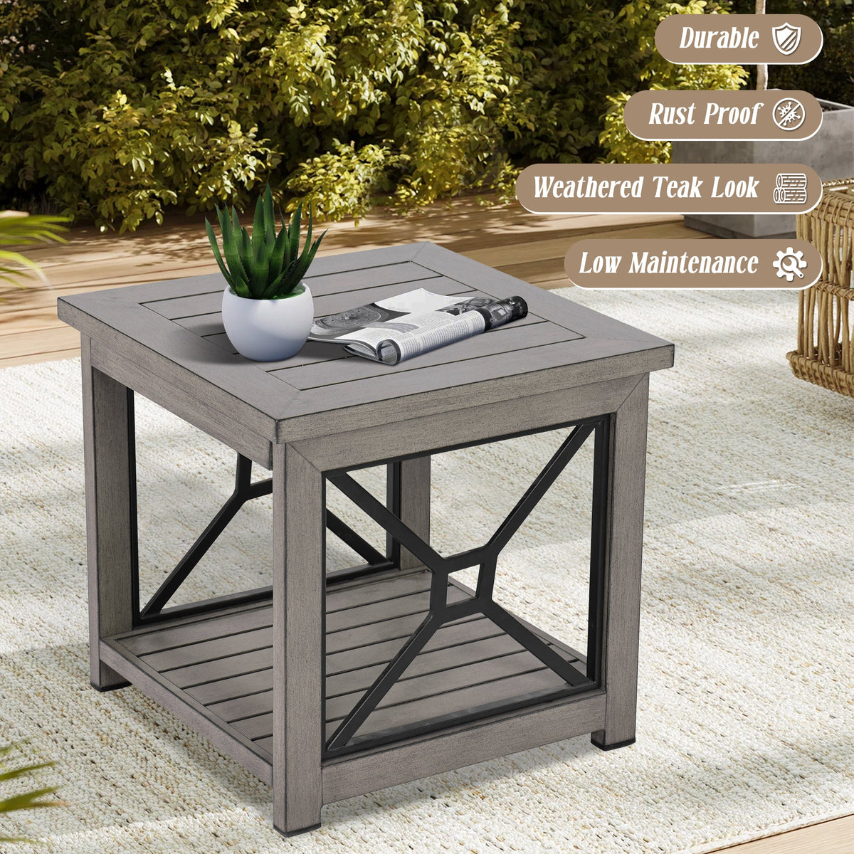 Marindo Aluminum Patio Conversation Set With 2 Swivel Chair and 2 Ottoman