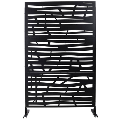 4Ft. X 6.33Ft. Black Outdoor and Indoor Freestanding Metal Privacy Screen Fence Panels for Lawn Garden (Not Composite)