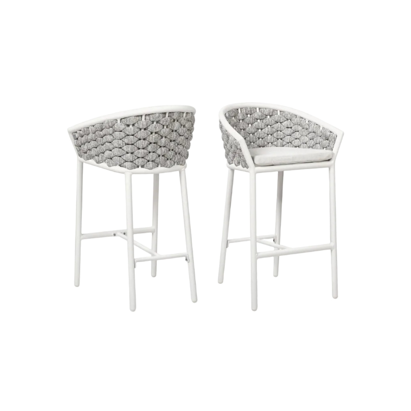 Rowan - Rope Barrel Low Back Patio Counter Stool (Set of 2) - Optic White