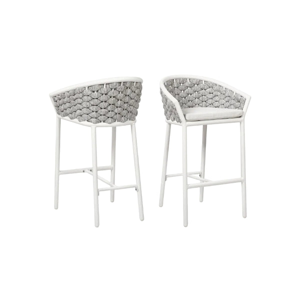 Rowan - Rope Barrel Low Back Patio Counter Stool (Set of 2) - Optic White