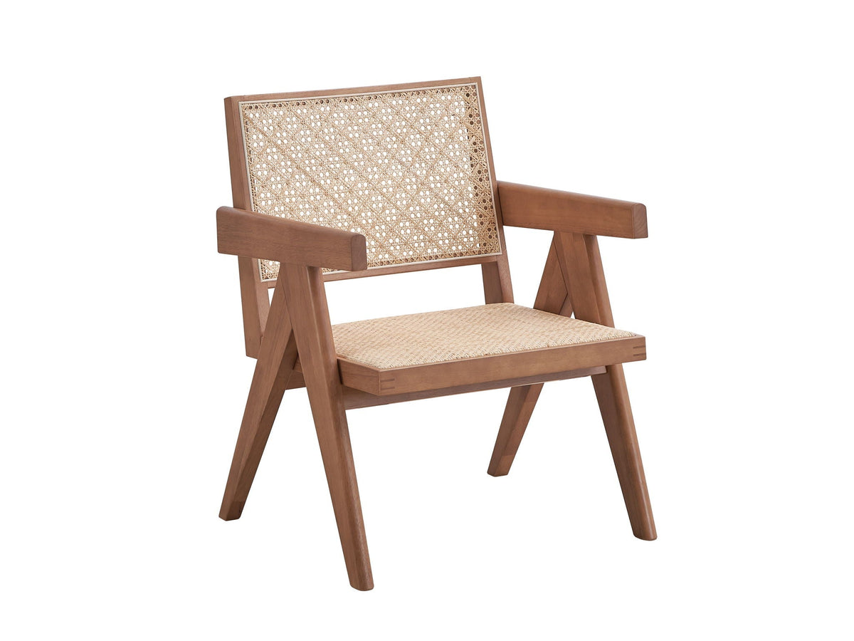 Velentina Rattan Accent Chair – Natural Woven Seat & Back Cushion with Lightweight Frame