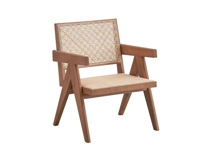 Velentina Rattan Accent Chair – Natural Woven Seat & Back Cushion with Lightweight Frame