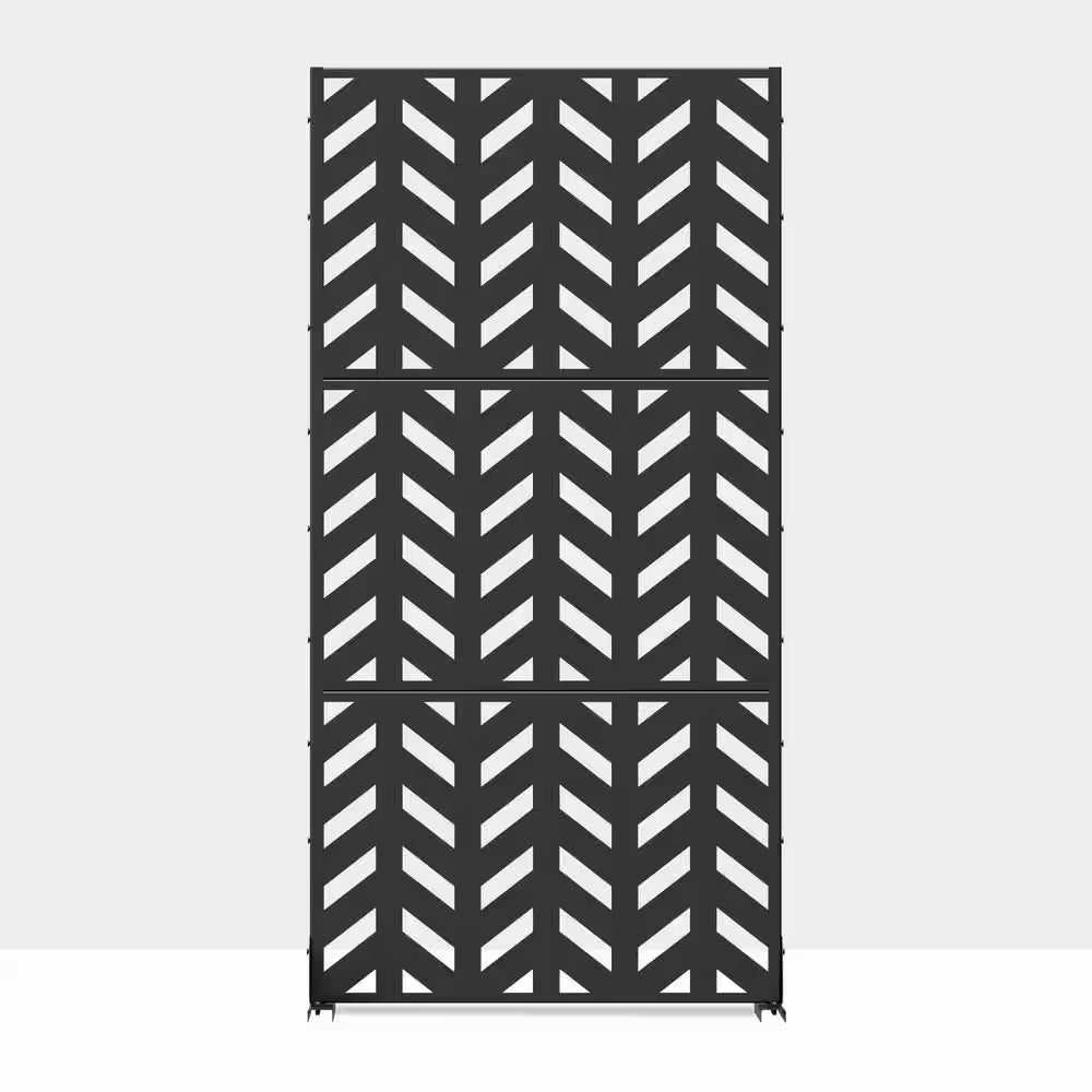 Keith 72 In. Galvanized Metal Outdoor Privacy Screens Outdoor Garden Fence in Black