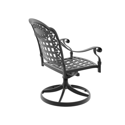 7-Piece Cast Aluminum Patio Dining Set with Oval Table - Black