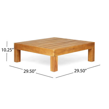 Oana Outdoor Wooden Sectional Set With Cushions, Blue
