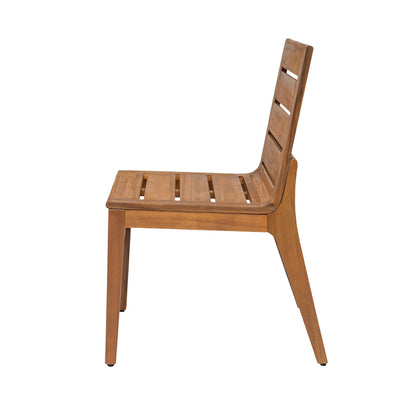Outdoor Acacia Wood Dining Set with 71" Teak‑Finish Table & Slatted Back Chairs – 7‑Piece