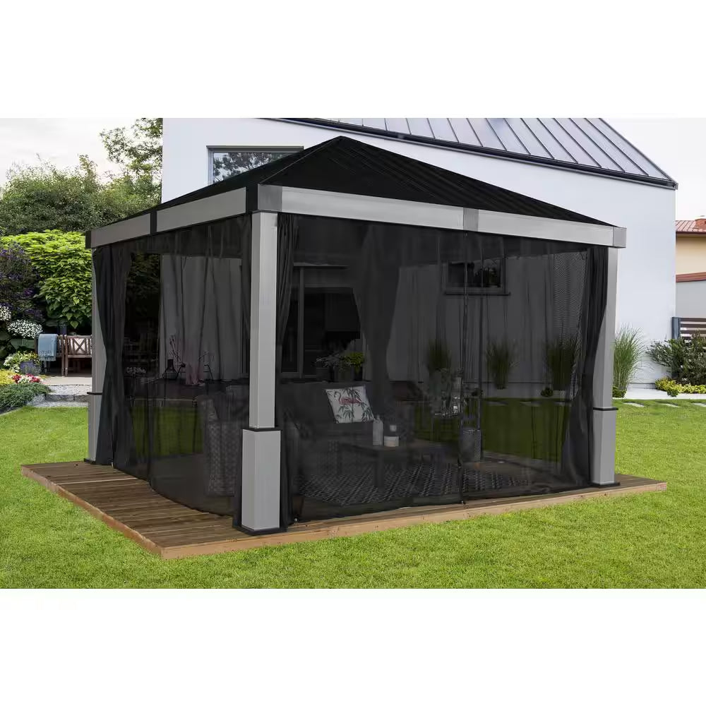 Lena 12 Ft. X 12 Ft. Grey Hard Top Rustproof Aluminum Framed Gazebo