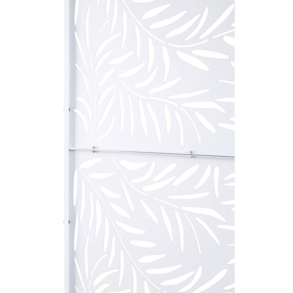 4 Ft. X 6.33 Ft. White Outdoor and Indoor Freestanding Metal Privacy Screen Fence Panels for Lawn Garden (Not Composite)