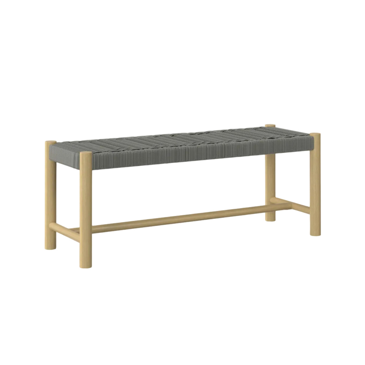 Dahlia Outdoor/Indoor Acacia Wood Bench with Hand‑Wrapped Rope Seat