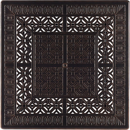 Aluminum 57,0000 BTU 42 In. Square Propane Black Fire Pit Table with Fire Beads, Lid, Propane Tank Cover and Table Fabric Covers in Copper Finish