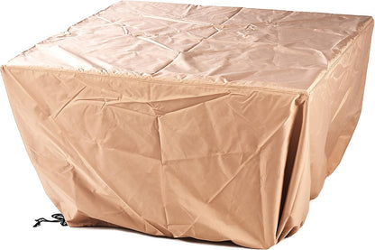 Aluminum 57,0000 BTU 42 In. Square Propane Black Fire Pit Table with Fire Beads, Lid, Propane Tank Cover and Table Fabric Covers in Copper Finish