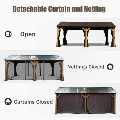 Cedar Wood Wall-Mounted Hardtop Gazebo