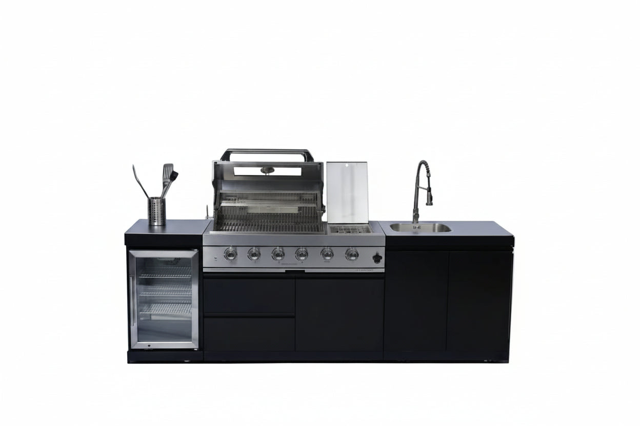 98-Inch 4-Burner Stainless Steel Gas Outdoor Kitchen Barbecue Island Grill