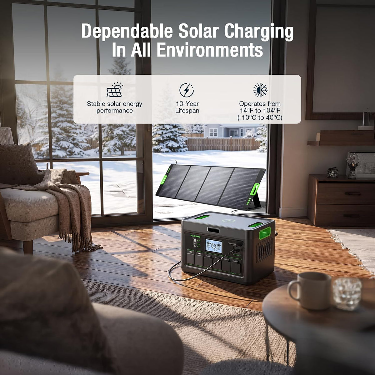 2400W Portable Power Station with 200W Solar Panel (Ship Separately)
