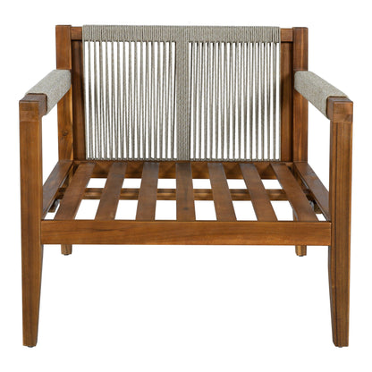 Acacia Wood Outdoor Modular Seating Set with Rope Accents & Water‑Resistant Cushions – 3‑Piece