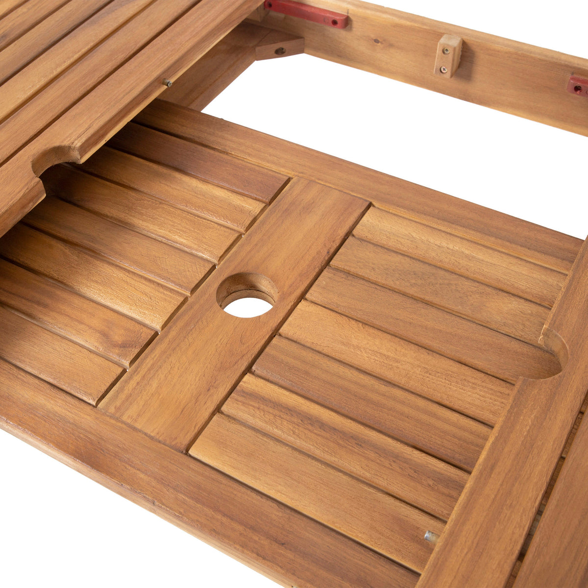 Teak‑Finish Acacia Dining Set with Rope‑Woven Armchairs (7‑Piece)