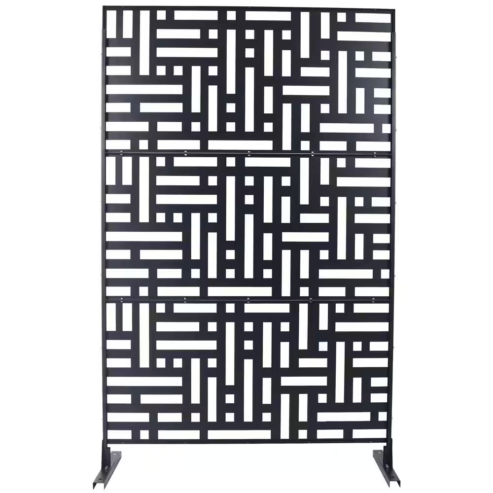4 Ft. X 6.33 Ft. Black Outdoor and Indoor Freestanding Metal Privacy Screen Fence Panels outside Garden(Not Composite)