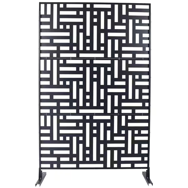 4 Ft. X 6.33 Ft. Black Outdoor and Indoor Freestanding Metal Privacy Screen Fence Panels