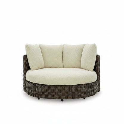 Kimora - Swivel Lounge Chair With Cushion - Beige / Dark Brown