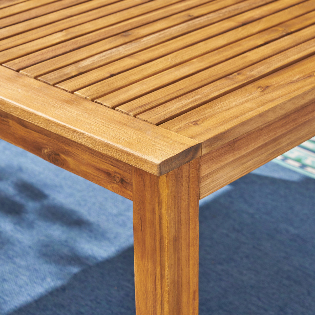 Teak‑Finish Acacia Dining Set with Rope‑Woven Armchairs (7‑Piece)
