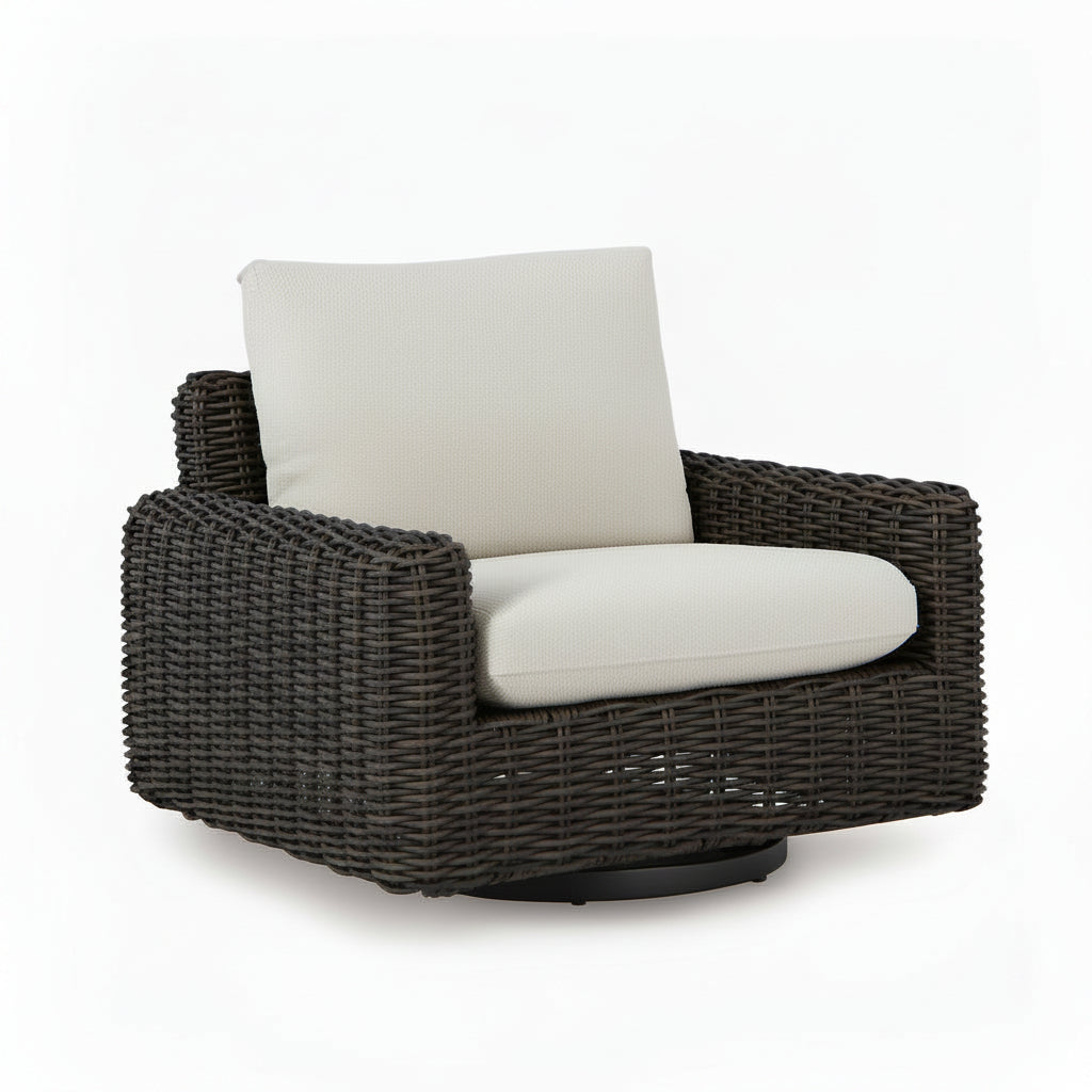 Kimora - Swivel Glider Lounge With Cushion - Beige / Dark Brown