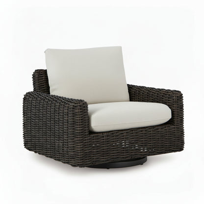 Kimora - Swivel Glider Lounge With Cushion - Beige / Dark Brown