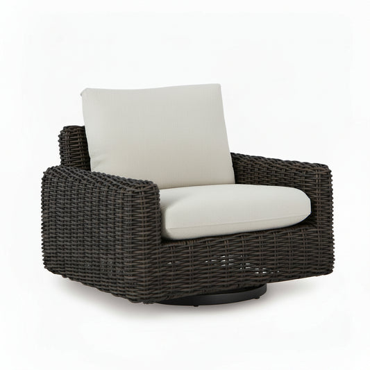 Kimora - Swivel Glider Lounge With Cushion - Beige / Dark Brown