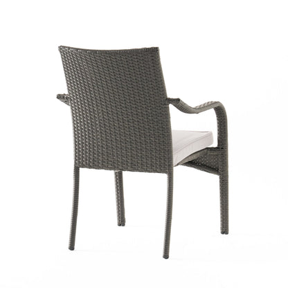 6‑Piece Outdoor Acacia Wood Dining Set with PE Rattan Chairs & Handwoven Rattan Legs